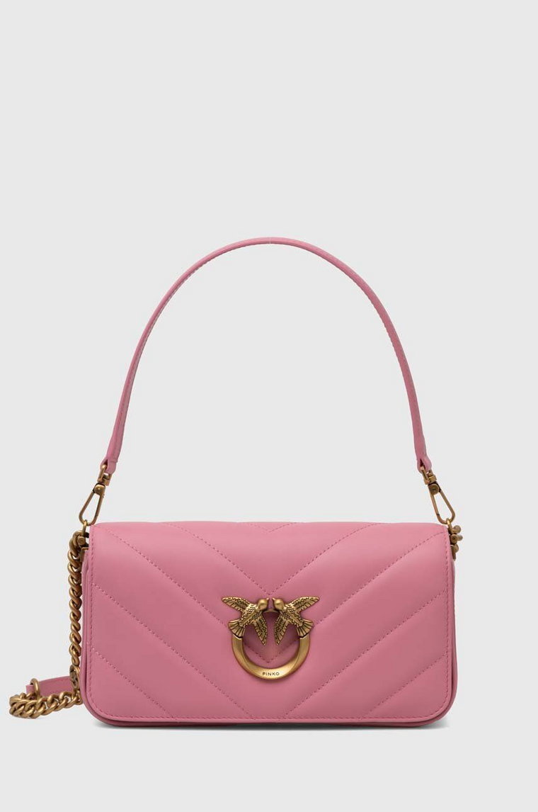 Pinko torebka skórzana kolor różowy 100068.A136