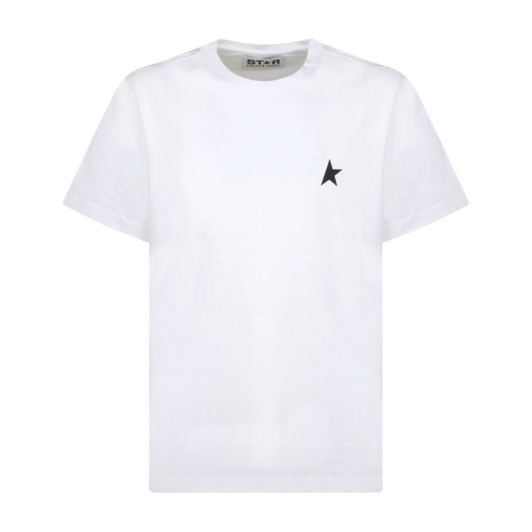 Biała koszulka z logo i czarną gwiazdą Golden Goose
