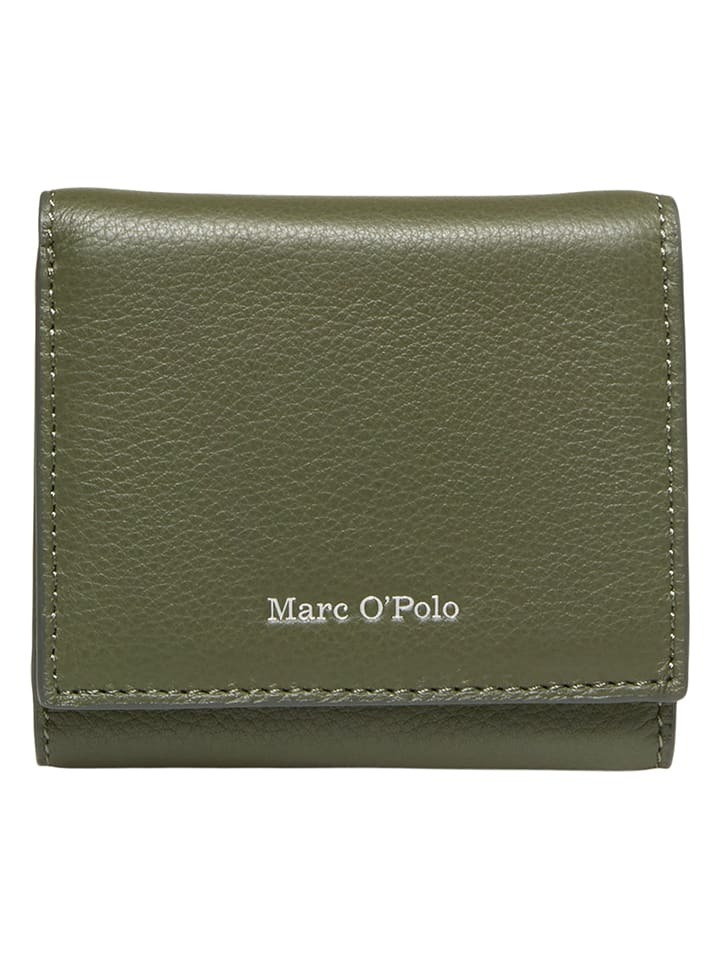 Marc OPolo Skórzany portfel w kolorze oliwkowym - 10 x 9,5 x 3 cm