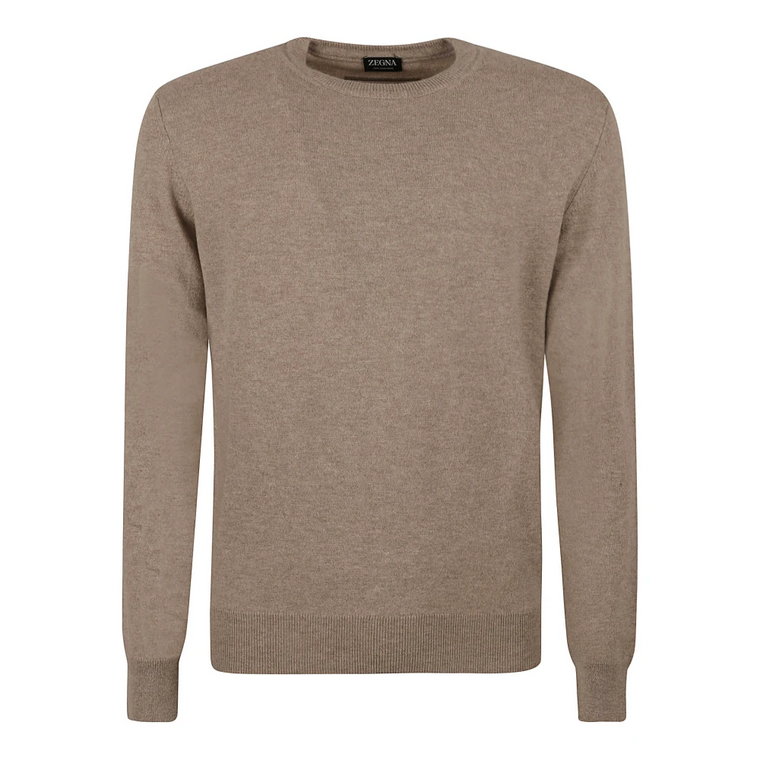 Beige Cashmere Crew Neck Sweaters Z Zegna