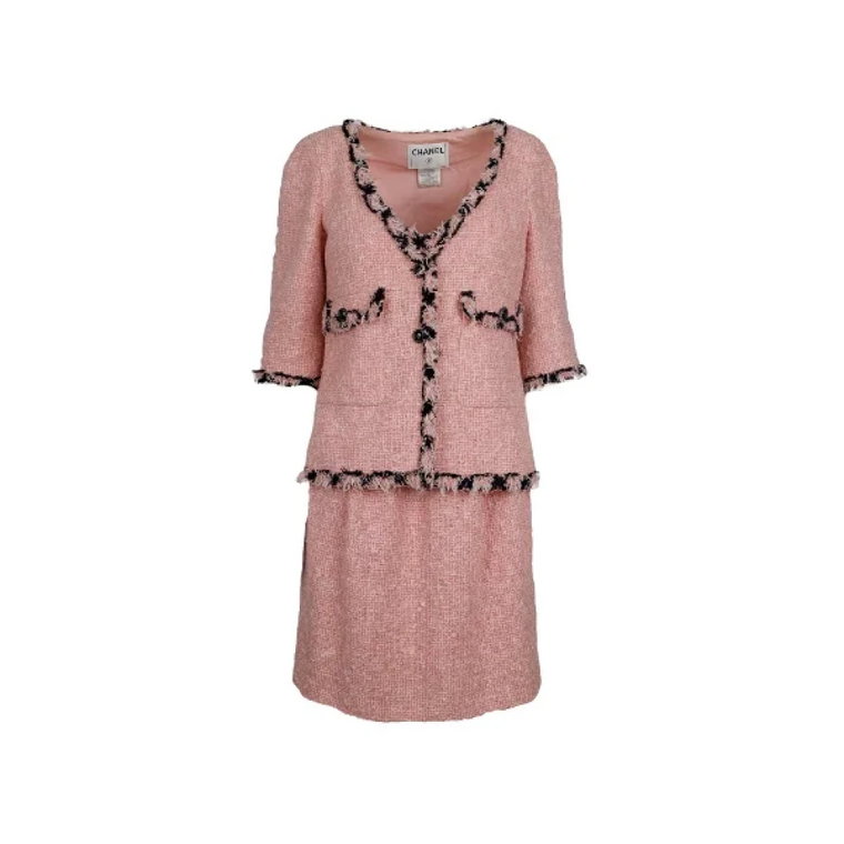 Chanel Różowy Zestaw Mini Sukienka Bouclé Chanel Vintage