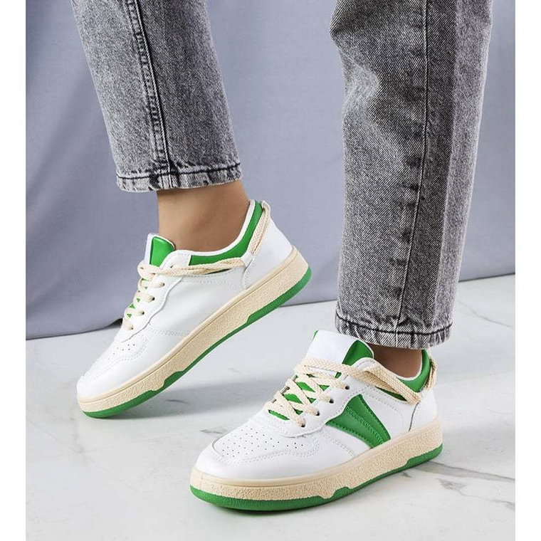 Zielone damskie sneakersy Marcella białe