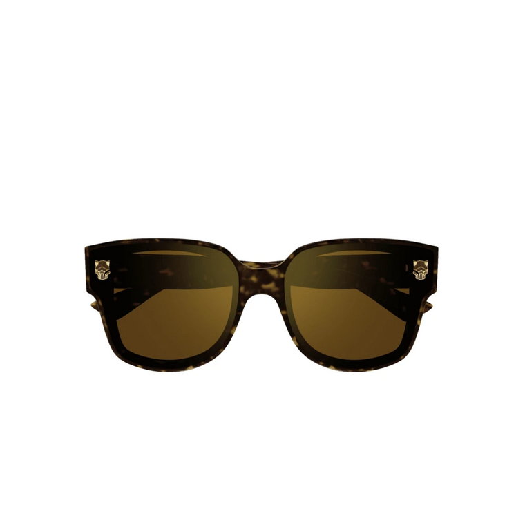 Brązowe Okulary Przeciwsłoneczne w Kształcie Kwadratu z Złotym Efektem Lustrzanym Cartier