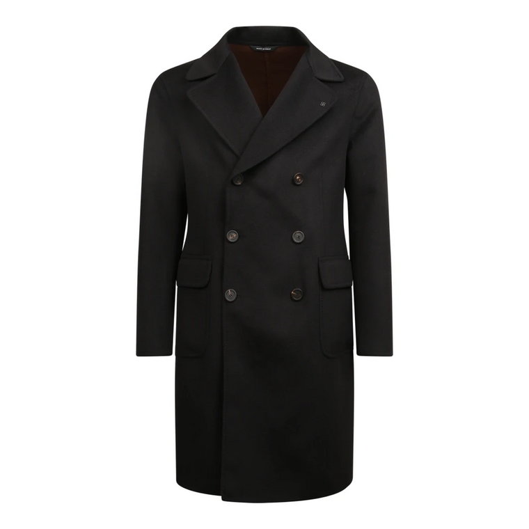 Czarny wełniany płaszcz z podwójnym rzędem guzików Aw21 Tagliatore