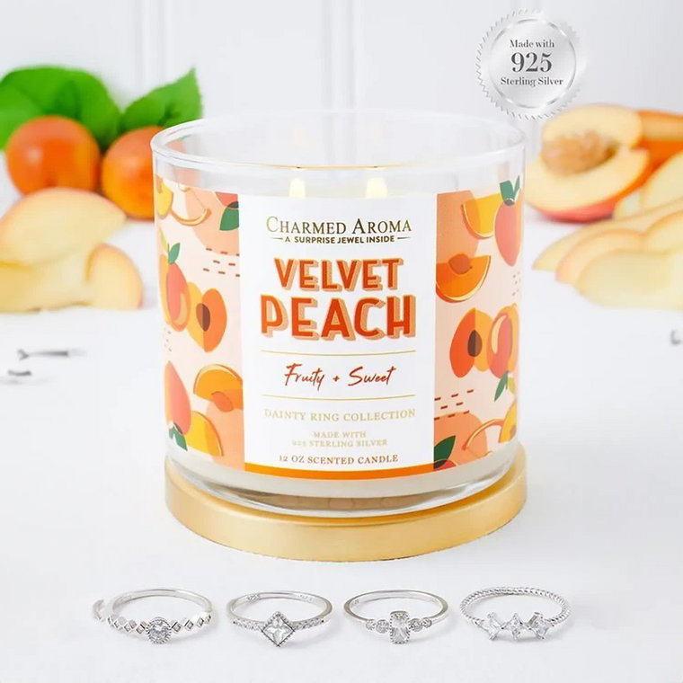 Świeczka z pierścionkiem Srebro 925 Charmed Aroma Velvet Peach-8-10 L-XXL