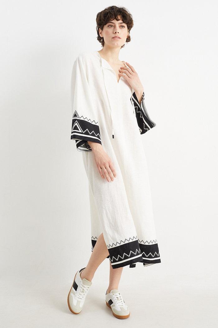 C&A Rangsutra x C&A-sukienka-tunika-mieszanka z lnem, Biały, Rozmiar: S-XL