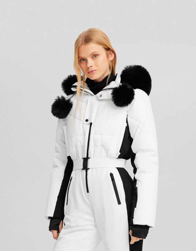 Bershka Techniczny Kombinezon Z Kapturem Ski Collection Kobieta S Czarny