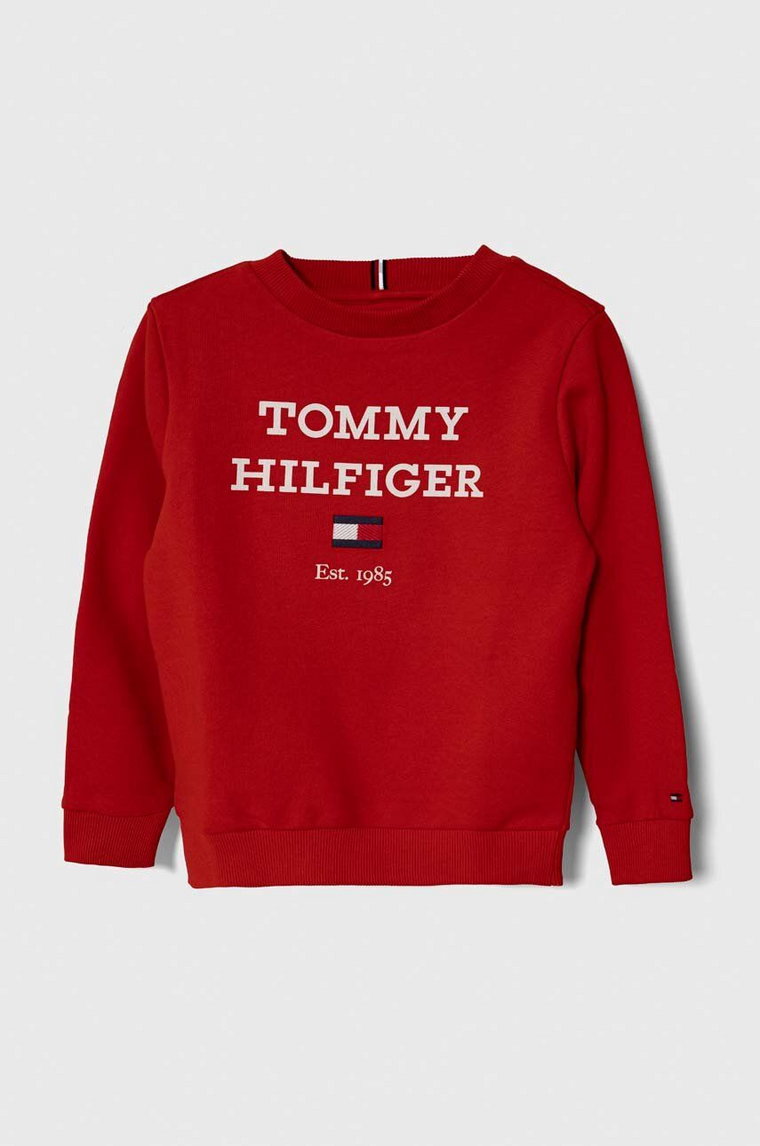 Tommy Hilfiger bluza dziecięca kolor czerwony z nadrukiem