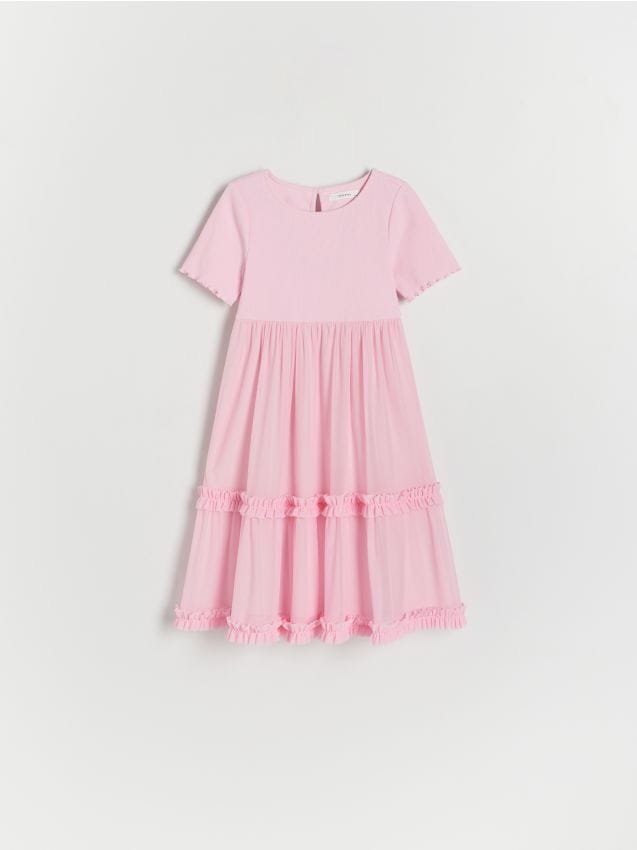 Reserved - Sukienka z tiulowym dołem - różowy