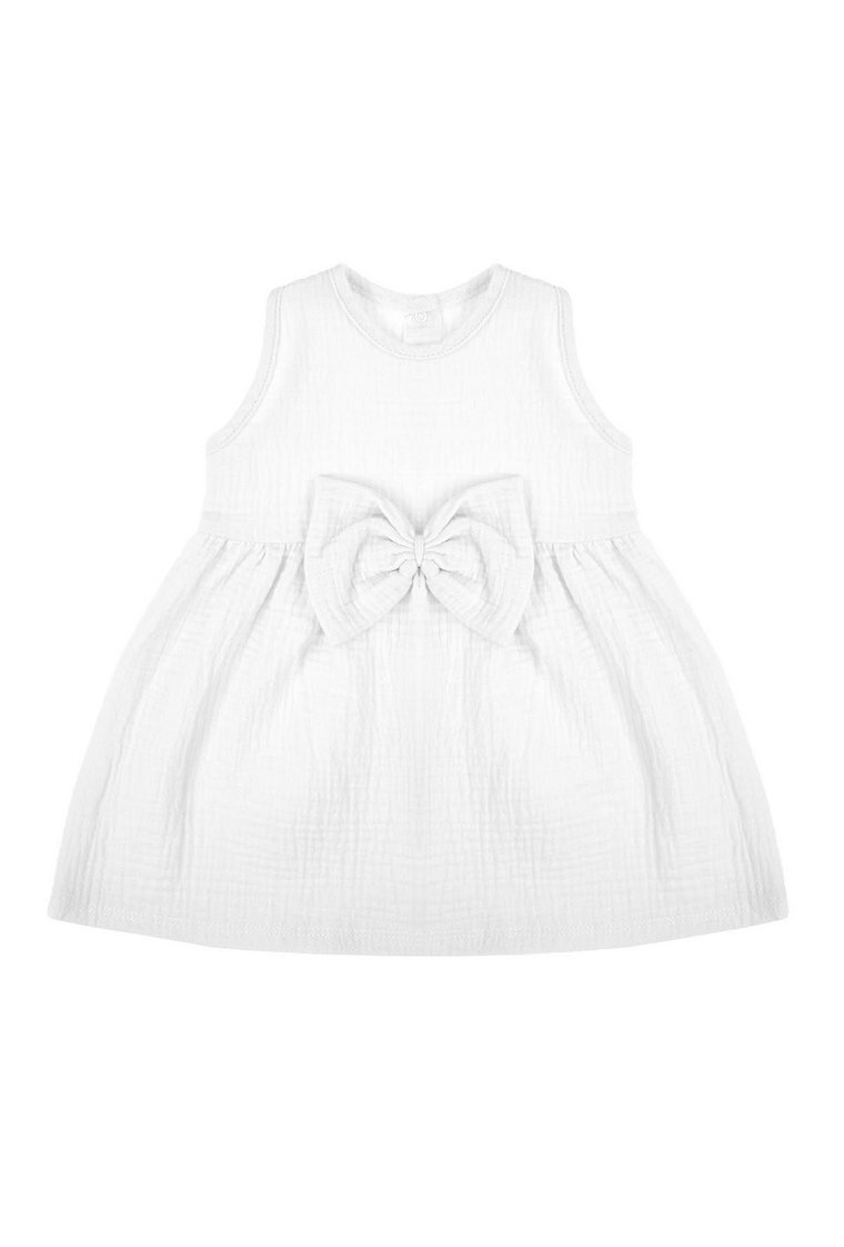 Muślinowa sukienka na ramiączkach dla dziewczynki w kolorze białym
