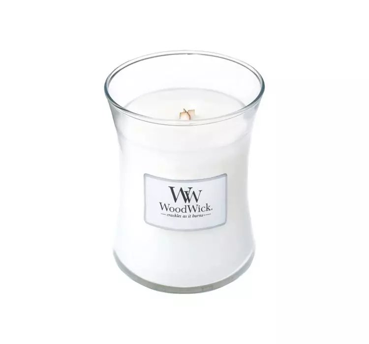 WOODWICK SMALL JAR CANDLE ŚWIECA ZAPACHOWA WHITE TEAK 85G