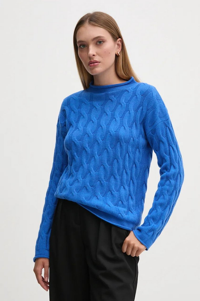 United Colors of Benetton sweter z domieszką wełny damski kolor niebieski  1335D2467