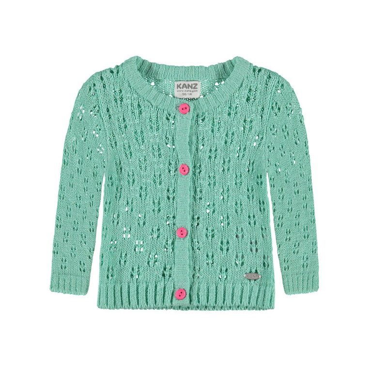 Dziewczęcy sweter rozpinany, zielony, rozmiar 74