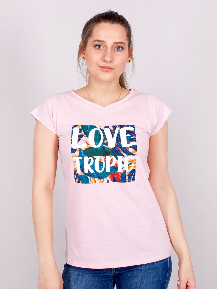 Koszulka damska t-shirt bawełniana Tropic różowa  M