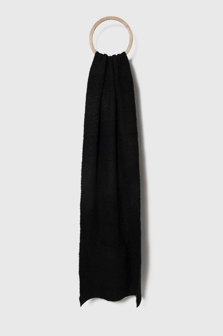 Silvian Heach szalik z domieszką wełny kolor czarny gładki