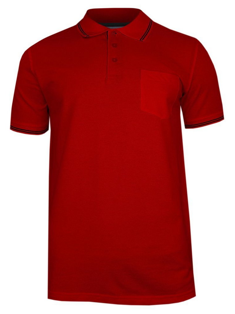 Czerwona Koszulka POLO z Lamówką, Męska, Krótki Rękaw -PAKO JEANS- T-shirt, z Kieszonką