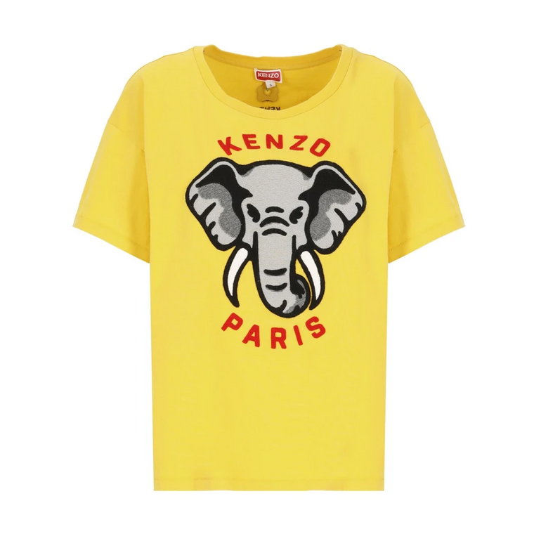 Żółta koszulka zadrukiem słonia Kenzo
