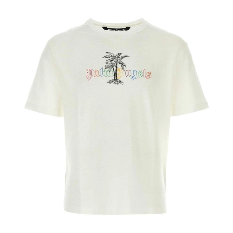 Premium Biała Bawełniana Koszulka Palm Angels