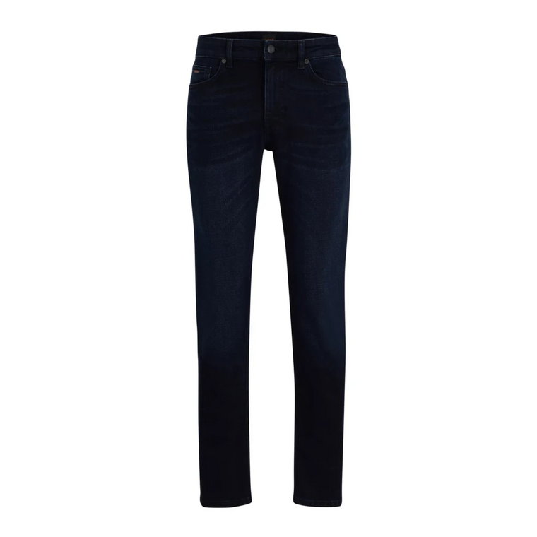 Slim-Fit Regular-Rise Jeans z Wygodnego Niebieskiego Stretchowego Denimu z Luksusowym Czarnym Wykończeniem Hugo Boss