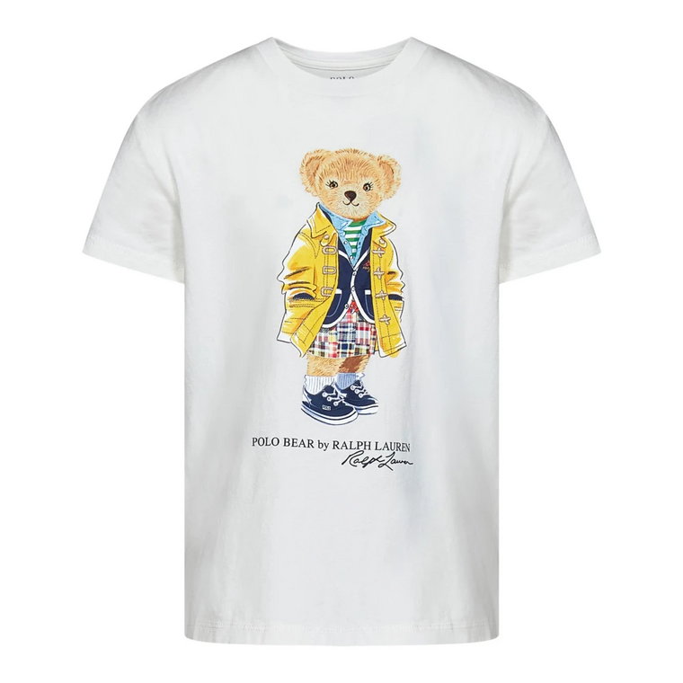 Dziewczęcy T-shirt z okrągłym dekoltem i nadrukiem Polo Bear Polo Ralph Lauren