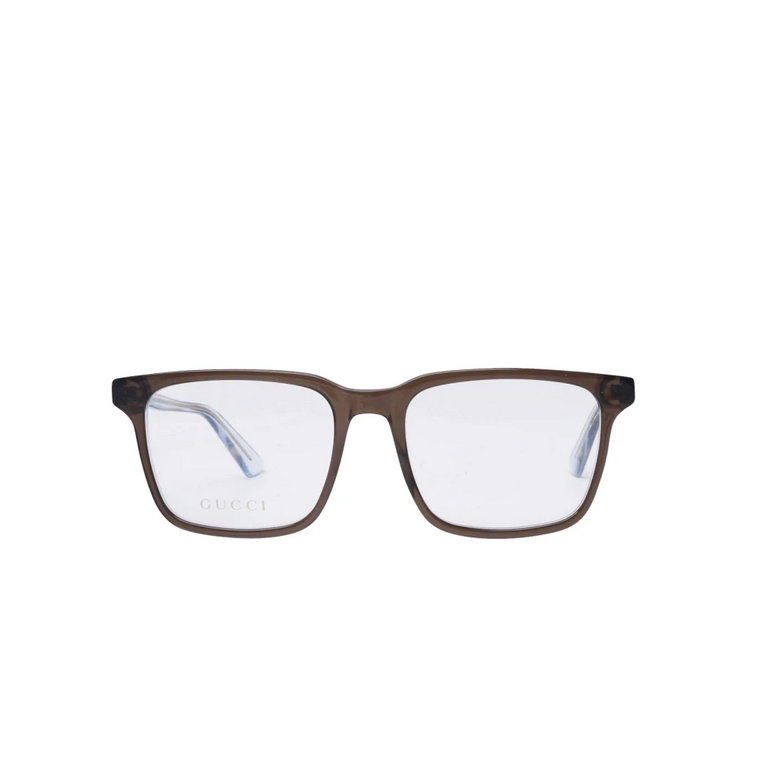 Męskie okulary korekcyjne w kwadratowej oprawce z brązowym przezroczystym kolorem Gucci