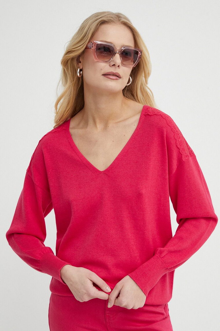 Morgan sweter MOLLI damski kolor czerwony lekki
