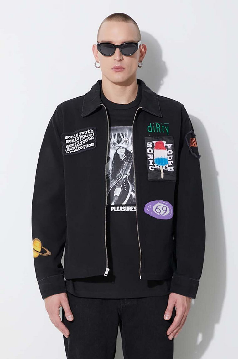 PLEASURES kurtka jeansowa Sonic Youth Work Jacket męska kolor czarny przejściowa P23SY009