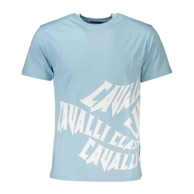 Jasnoniebieski T-shirt Męski Cavalli Class