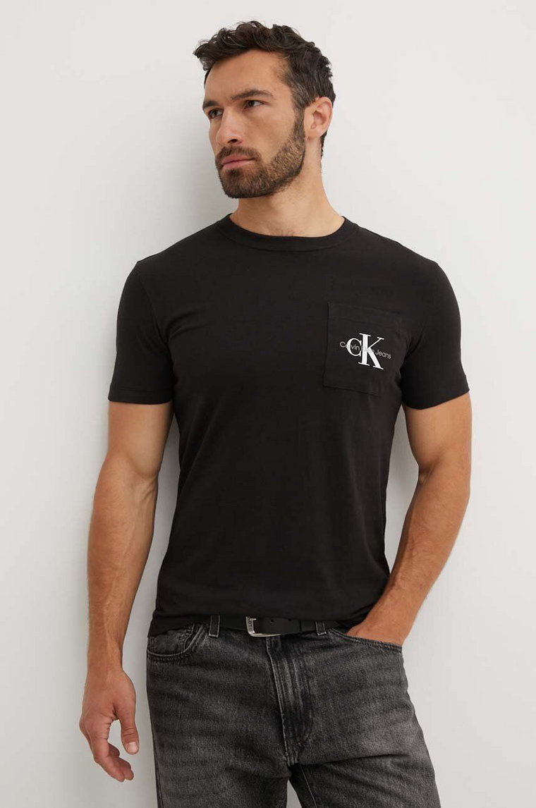 Calvin Klein Jeans t-shirt bawełniany męski kolor czarny z nadrukiem J30J320936