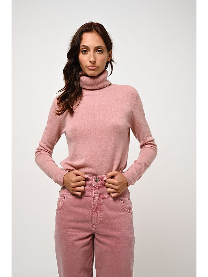 AUTHENTIC CASHMERE Kaszmirowy golf "Bise" w kolorze jasnoróżowym