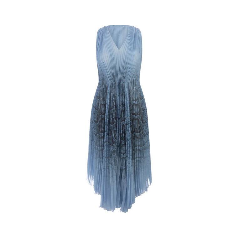 Niebieska Sukienka w Wężowy Wzór Ermanno Scervino