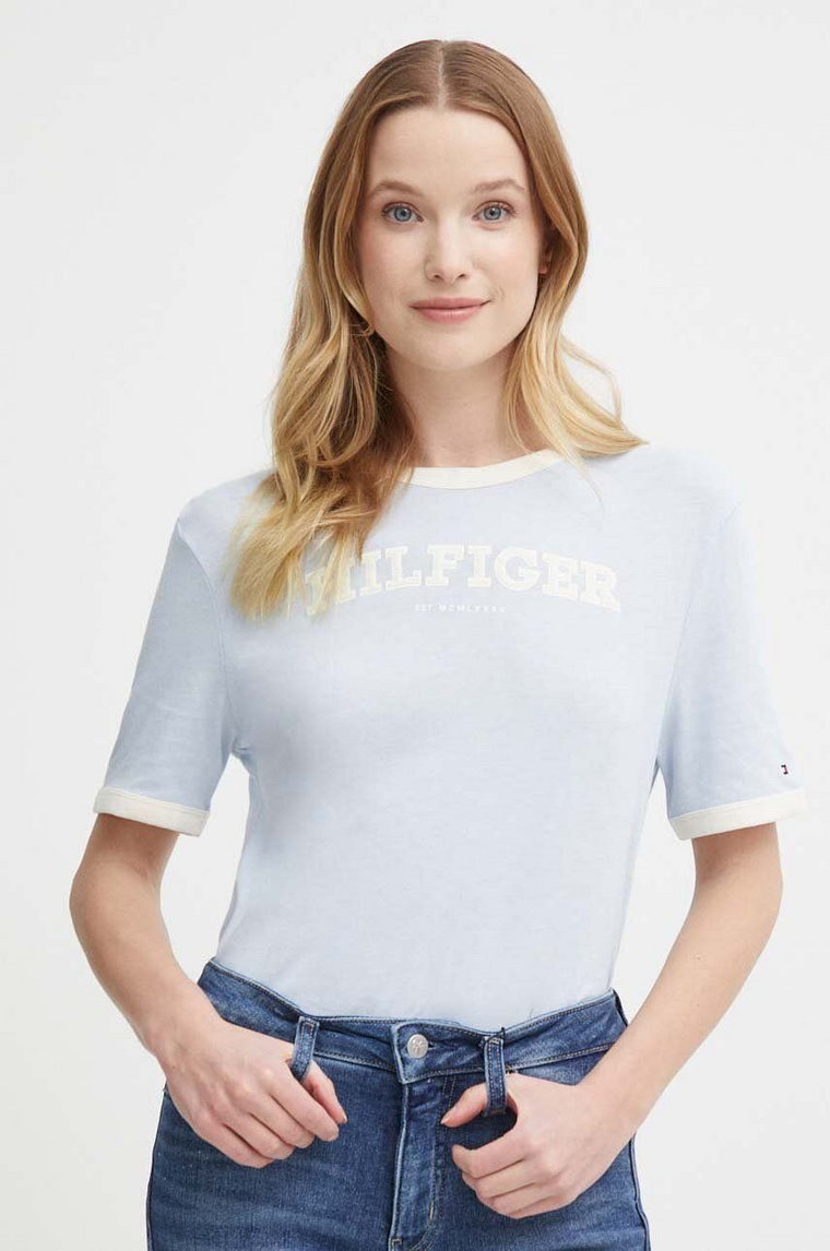 Tommy Hilfiger t-shirt bawełniany damski kolor niebieski