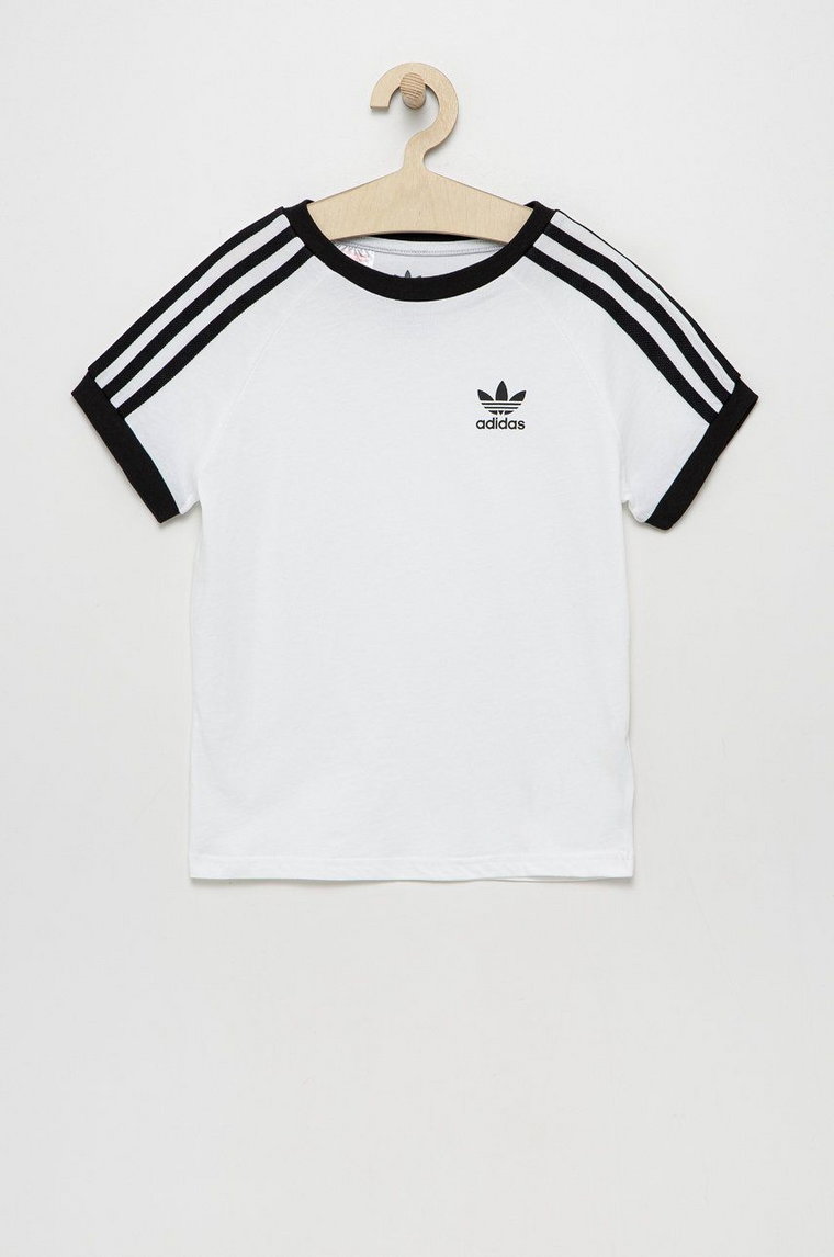 adidas Originals t-shirt bawełniany dziecięcy kolor biały z aplikacją