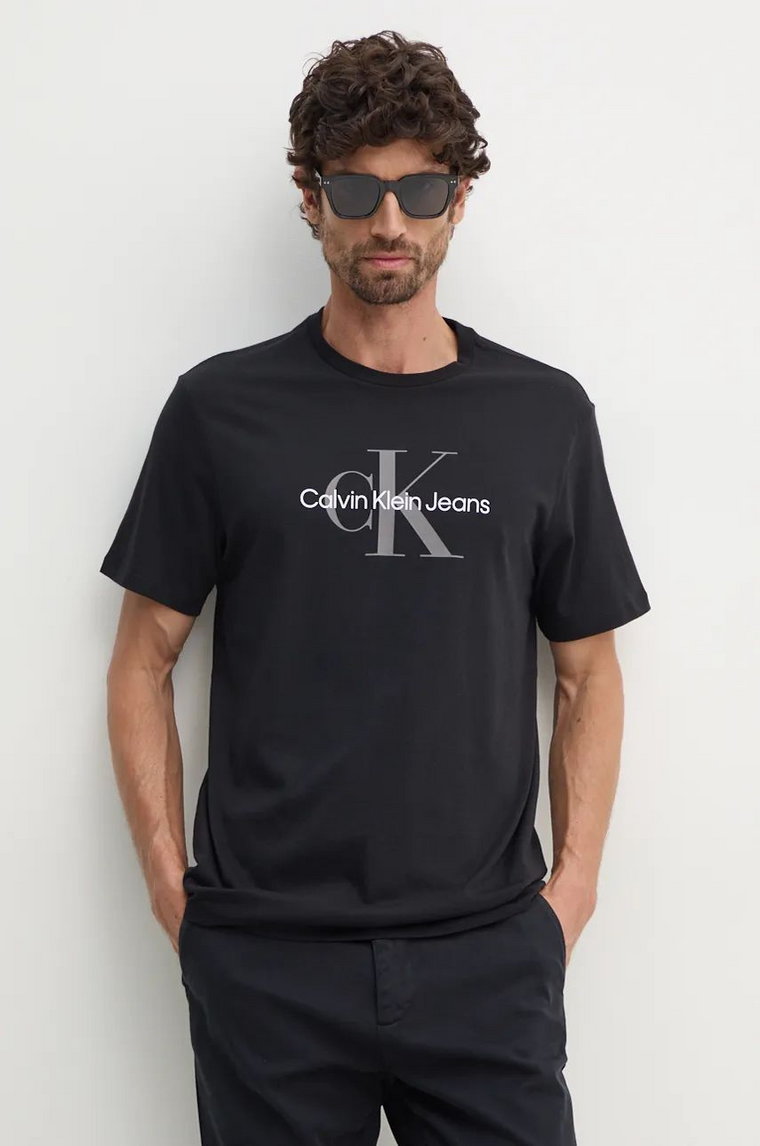 Calvin Klein Jeans t-shirt bawełniany męski kolor czarny z nadrukiem 00040EM286