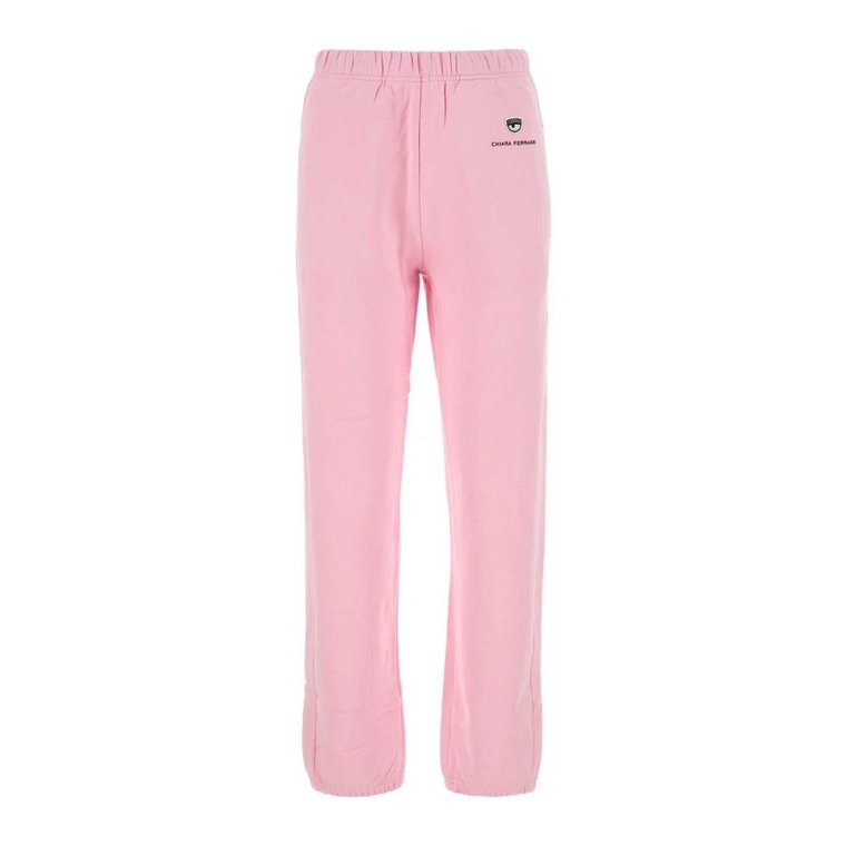 Różowe bawełniane spodnie dresowe - Stylowe i wygodne Chiara Ferragni Collection