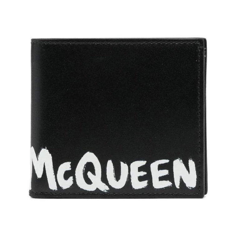Czarna portmonetka z cielęcej skóry z nadrukiem McQueen Graffiti Alexander McQueen