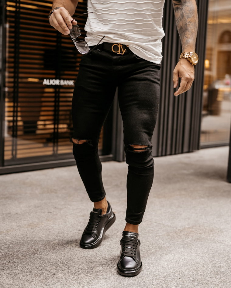 Spodnie jeansowe męskie OLAVOGA MASSINO czarne