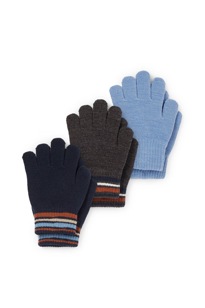 C&A Wielopak, 3 pary-rękawiczki, Niebieski, Rozmiar: 104-122