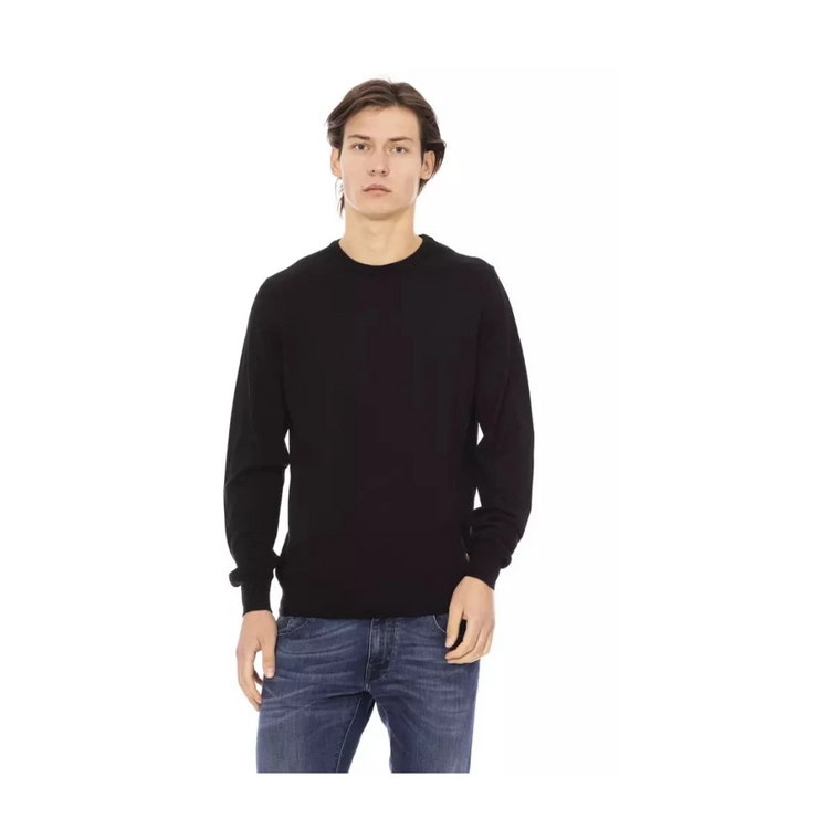 Modny czarny sweter z tkaniny Baldinini