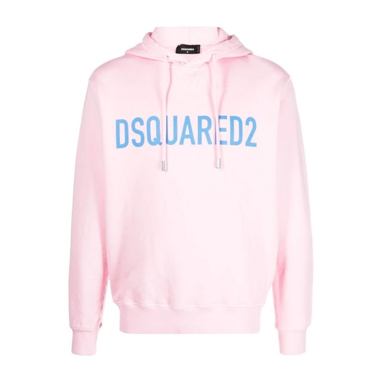 Różowy Bawełniany Hoodie dla Mężczyzn Dsquared2