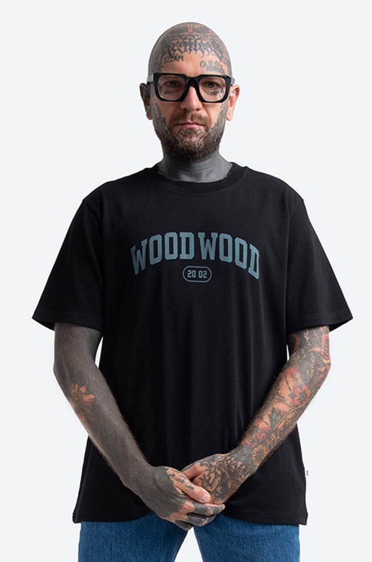 Wood Wood t-shirt bawełniany Bobby IVY T-shirt kolor czarny z nadrukiem 12135703.2489-GREYMEL
