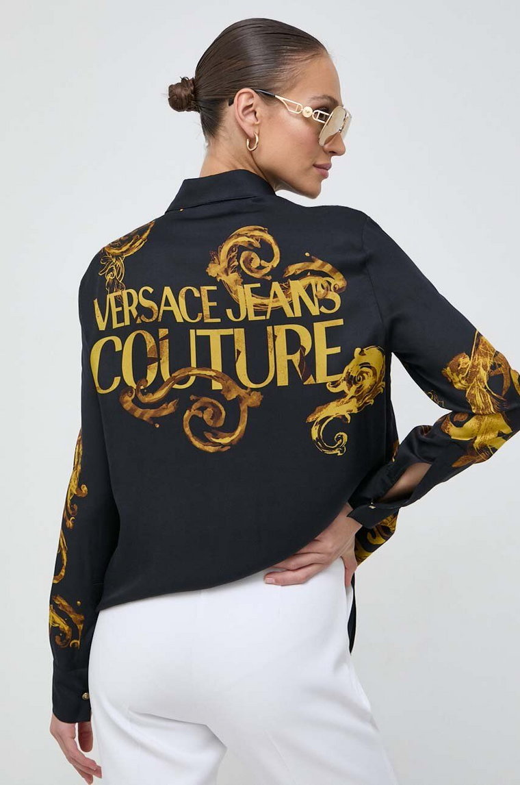 Versace Jeans Couture koszula damska kolor czarny regular z kołnierzykiem klasycznym 76HAL2P2 NS409