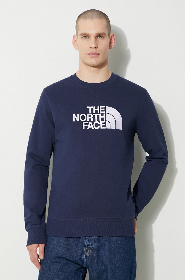 The North Face bluza bawełniana M Drew Peak Crew Light męska kolor granatowy z aplikacją NF0A4T1E8K21