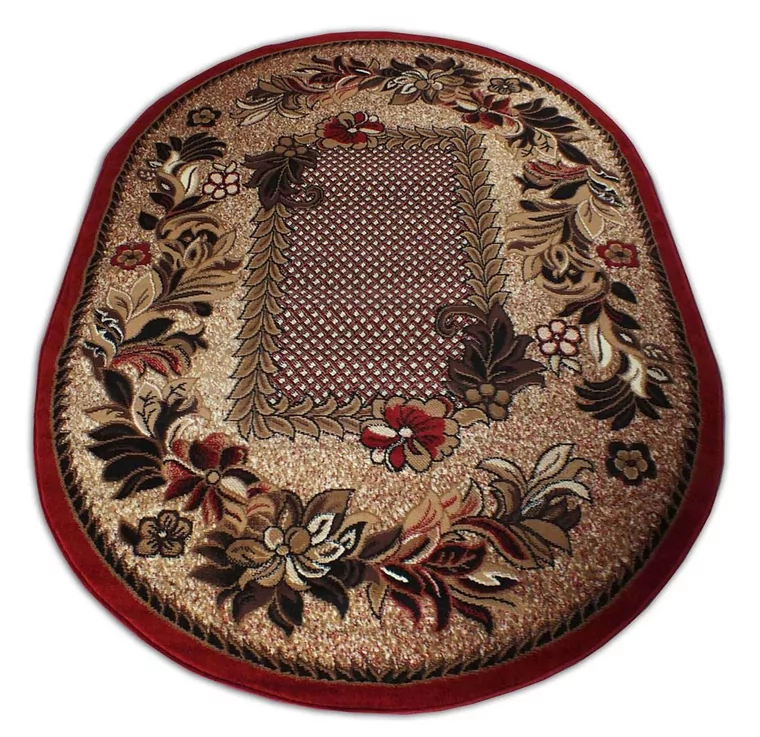 Czerwono-brązowy owalny dywan klasyczny - Malkon