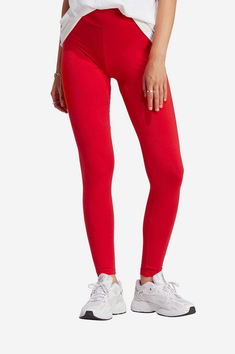 adidas Originals legginsy damskie kolor czerwony gładkie IA6445-CZERWONY