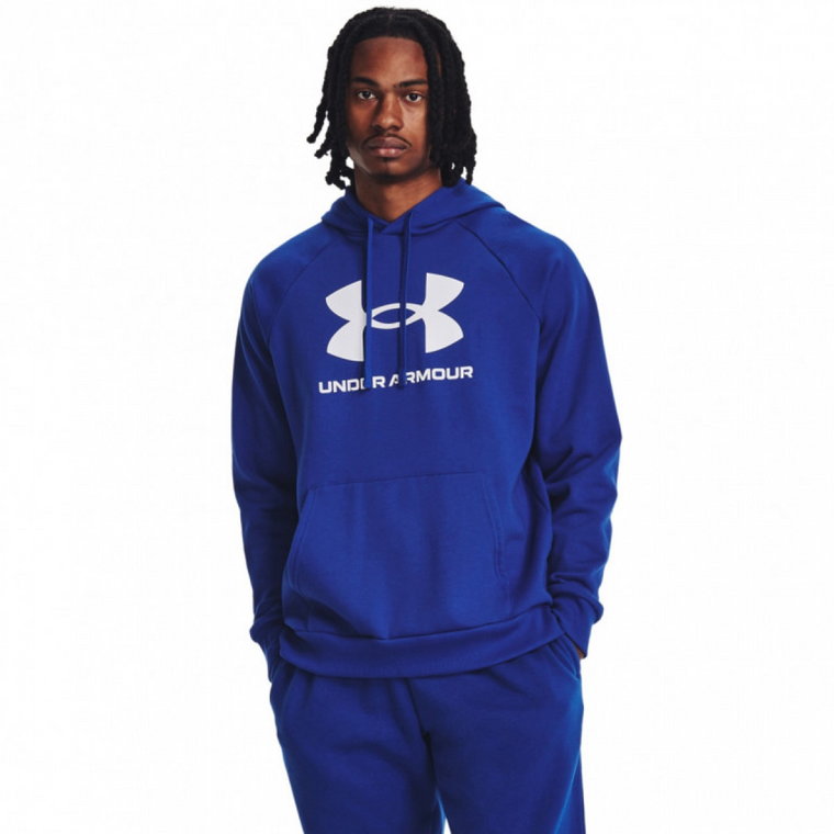 Męska bluza dresowa nierozpinana z kapturem Under Armour UA Rival Fleece Logo HD - niebieska