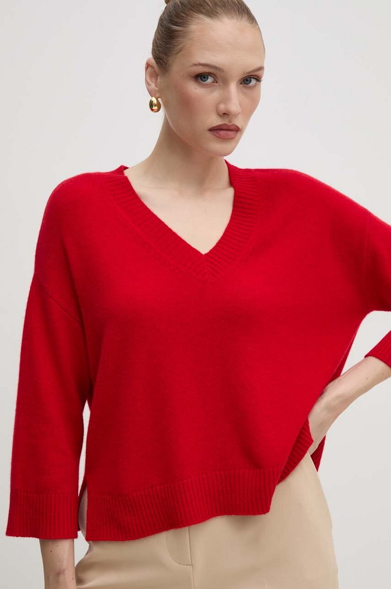 Weekend Max Mara sweter kaszmirowy kolor czerwony lekki 2425366011600