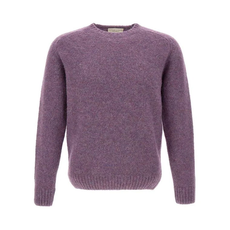 Męski sweter z wełny i alpaki, fioletowy Filippo De Laurentiis