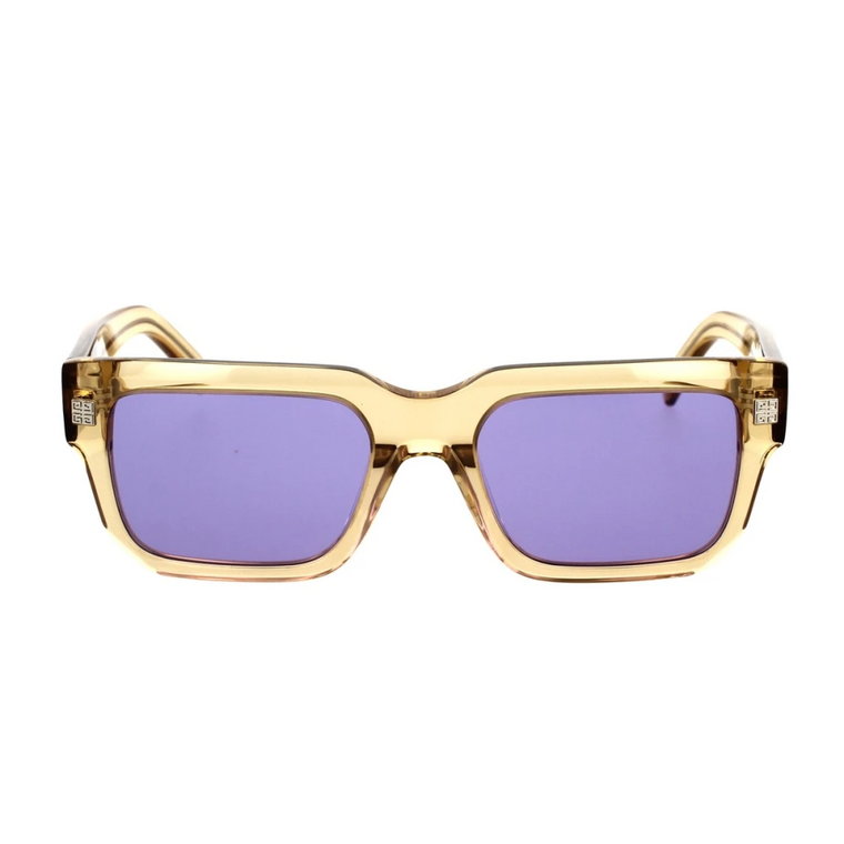 Geometryczne okulary przeciwsłoneczne z przezroczystą oprawą i fioletowymi soczewkami Givenchy