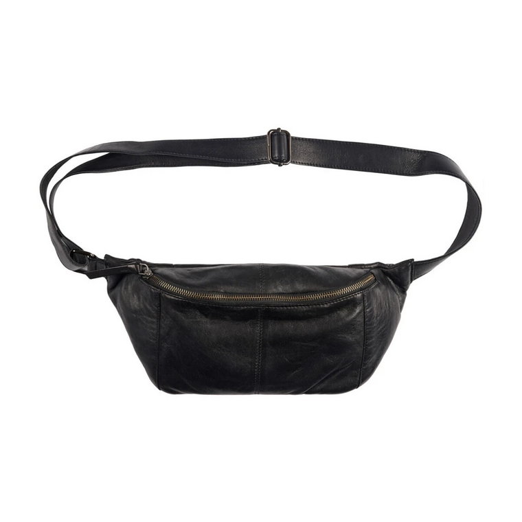 Stylowa Skórzana Bumbag Czarny Gunmetal Btfcph